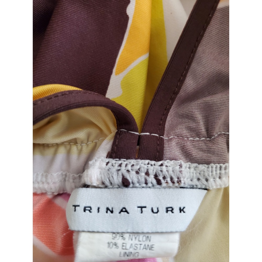 Trina Turk Womens Retro Print Maxi Dress Strappy Racerback Resort Wear L - Picture 3 of 11